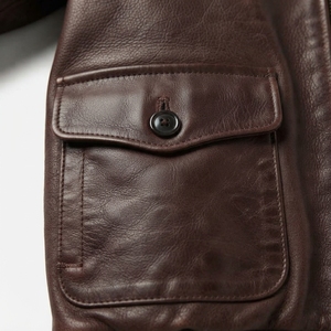 Men's Genuine Leather Bomber <b>Jacket</b> Turn-down Collar Zipper Closure Solid Color Moto Biker Style Autumn Wear - Product Image 5