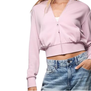 Custom Women's Cropped Hooded Cardigan V Neck Button Up Sweatshirt <b>Lightweight</b> Casual Fashion <b>Hoodie</b> OEM ODM Supplier - Product Image 5