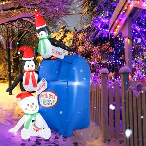 Pinguini e pupazzi di neve gonfiabili natalizi con luci LED - Decorazione da giardino per le festività all'aperto di 1,8 m - Product Image 5
