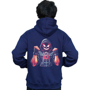 Sudadera con Capucha Unisex, Azul Oscuro, Diseño de Calavera en la Espalda, Corte Regular, Informal, Transpirable, para Otoño, 100% Algodón, FRENCH TERRY - Product Image 1