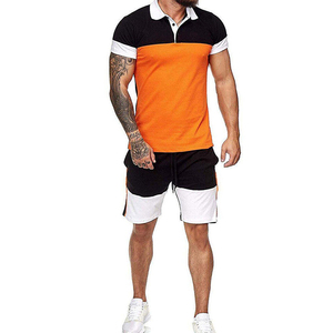 เสื้อเชิ้ตแขนสั้นผู้ชายสำหรับฤดูร้อนใหม่ สไตล์ลำลอง ตัดต่อสีสัน ผ้าฝ้าย 100% ไซส์ใหญ่ ปักลายกีฬา แห้งเร็ว - Product Image 1