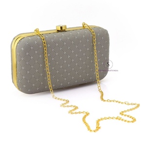 Indian Handmade Women's Embroidered Sequins Design Clutch Purse Evening Clutch <b>Bag</b> with Detachable Chain Strap for women Handbag - Product Image 1