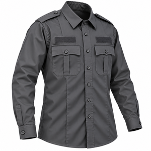 Camisa de Trabajo de Manga Larga de Alta Calidad para Guardias de Seguridad, con Botones y Bolsillo Frontal, Logotipo y Marca Personalizados - Product Image 3
