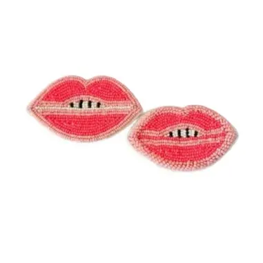 Toppe a forma di labbra con perline di colore rosa alla moda per i tipi di abbigliamento per ragazze e donne e toppe di abbigliamento