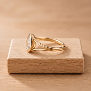 แหวนเพชรทรงลูกแพร์เจียระไนแบบ Brilliant Cut เพชรเลี้ยงในห้องปฏิบัติการ ฝังแบบ Bezel 1.50 กะรัต ทองคำแท้ 10k 14k 18k แหวนแต่งงาน/หมั้นแบบ Solitaire - Product Image 3
