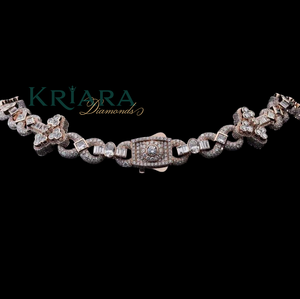 Women's S925 14k Gold Rose Gold Lab Grown Brilliant Cut Diamond Statement Necklace Flower Pave Setting Luxury Link <b>Chain</b> Jewelry - Product Image 2