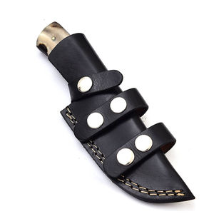 Cuchillo de caza y camping de acero inoxidable OEM con hoja dentada, mango de asta de ciervo y agarre cómodo de cuero de vaca - Product Image 2