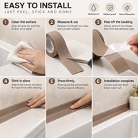 Bande d'étanchéité marron en PVC pour douche, 35 mm x 3,2 m, bande de calfeutrage anti-moisissure pour bord mural et évier