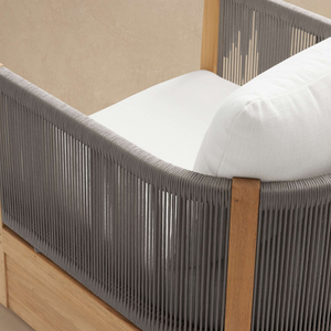 Sillón de Exterior de Lujo, Madera de Teca Sólida, Tejido de Cuerda Resistente, Cojines Acolchados de Lujo, Muebles de Patio Premium para Todo Clima - Product Image 5