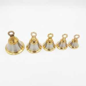 Handcrafted Pure <b>Brass</b> Two-Tone Eco-friendly Pooja <b>Bell</b> Morpankh Design Modern Gold Silver Polish Festival Prayer Ghanti Home - Product Image 2