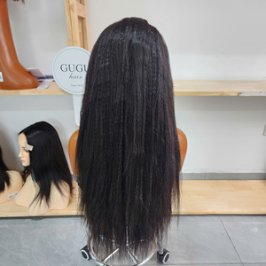 Venta al por mayor de cabello virgen vietnamita largo y liso, 100% humano, tejido sin procesar, estilo Yaki ligero, peluca lisa con densidad 250. - Product Image 1