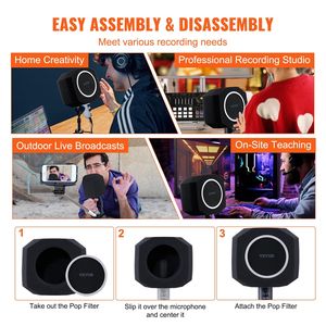 Accessorio acustico in schiuma ad alta densità con filtro vocale di isolamento vocale cabina di isolamento del parabrezza con microfono 2.36 a doppio strato - Product Image 6