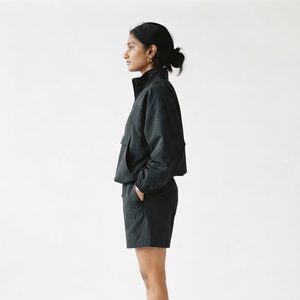 Women's Lightweight Half-<b>Zip</b> <b>Short</b> Set Full Sleeve Loose Fit Casual 1005 Nylon Polyester Summer <b>Shorts</b> Side <b>Pockets</b> <b>Shorts</b> Set - Product Image 3