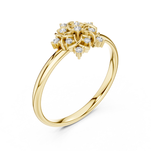 Anillo Minimalista con Racimo de Estrellas, Anillo de Oro Amarillo Sólido de 14k con Diamantes Cultivados en Laboratorio de Corte Redondo, Anillo de Boda Clásico, Regalo para Ella - Product Image 3