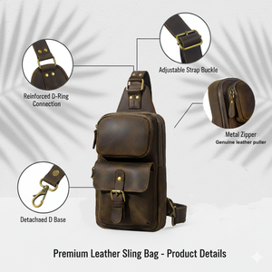 Bolso de Pecho de Cuero Genuino para Hombre, Estilo Vintage, Ligero y Duradero, para Uso en Primavera/Verano - Product Image 4
