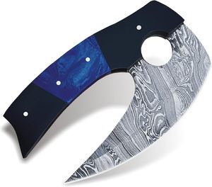 Couteau Ulu en acier Damas avec manche en résine torsadée, lame pointue de 2 mm d'épaisseur, longueur personnalisable, DIY OEM/ODM, cuisine, extérieur - Product Image 2
