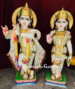 White Makrana stone Radha Krishna <b>statue</b> - Product Image 4