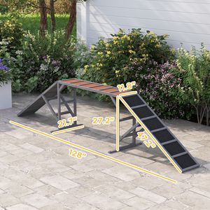 Rampa per Agility Canina Grigia con Barra di Sicurezza e Superficie Antiscivolo per Addestramento e Pausa, Prodotto per Addestramento e Comportamento degli Animali Domestici - Product Image 3