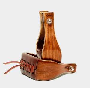 Étriers de selle western en bois avec revêtement en cuir et quincaillerie SUS304 pour l'équitation - Product Image 5
