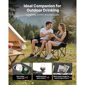 Sedia da Campeggio Oversize per Due Persone, Capacità 660 Libbre, con Doppio Portabicchieri e Porta Calice, Sedia Pieghevole Doppia per Avventure all'Aperto - Product Image 5