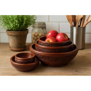Handcrafted Sheesham <b>Wood</b> Carved Floral Bowl - Wholesale <b>Rustic</b> Wooden Bowls India - Product Image 4