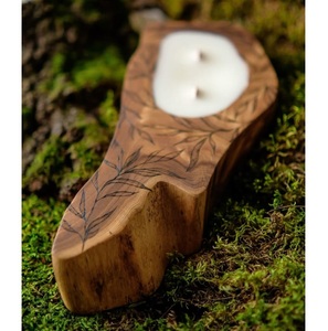 Ensemble de porte-bougies en bois en forme de colonne, décoration d'intérieur, matériau en bois naturel - Product Image 5