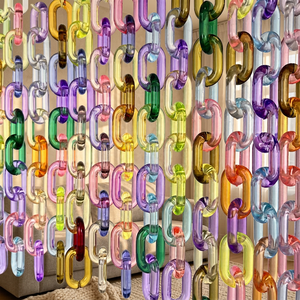Décoration murale suspendue de luxe pour l'intérieur de la maison, en résine artisanale écologique surdimensionnée, colorée et transparente, avec maillons de chaîne - Product Image 1