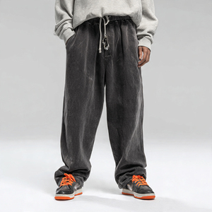 Pantalones de chándal anchos con efecto tie-dye y lavado ácido para hombre, 500 GSM, forro polar, estilo vintage, estilo urbano, pantalones holgados de invierno con efecto tie-dye - Product Image 2