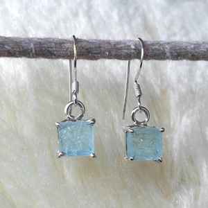 Pendientes de Aguamarina Natural Hechos a Mano, Plata de Ley 925, Gema Azul Natural - Product Image 6