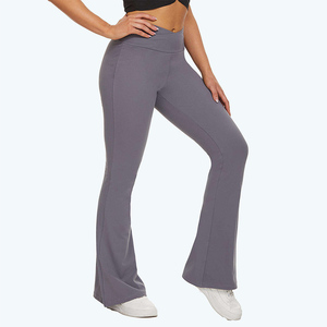 Leggings Estilo Flare de Alta Elasticidad, Clásicos, Lisos, Teñidos, Casuales, para Hacer Ejercicio al Aire Libre, Correr, Pantalones Flare de Verano - Product Image 1