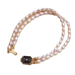 Ensemble en gros de collier, bracelet et boucles d'oreilles en perles de millet d'eau douce à double couche - Accessoires de bijoux populaires - Product Image 4