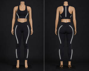 Ensemble de yoga réfléchissant pour femmes : Leggings taille haute et brassière de sport pour la course nocturne, la gym et le fitness – Vêtements de sport OEM en gros - Product Image 4