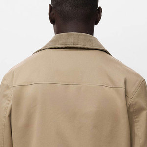 Good Selling Stand Collar Design Plain Dyed Men's <b>Canvas</b> <b>Jacket</b> Cotton/Polyester Breathable Windproof Front Logo - Product Image 5