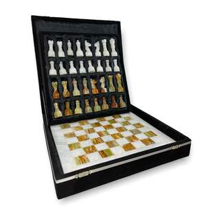 Juego de ajedrez de mármol, tablero de ajedrez de piedra, juego de ajedrez de lujo, ajedrez de mármol blanco y negro, ajedrez de mármol hecho a mano, juego de mesa de mármol - Product Image 1