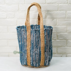 Sac fourre-tout en jute tissé écologique pour femme, style bohème, ouvert, à porter à l'épaule, toutes saisons, usage quotidien, fait main, vert - Product Image 3