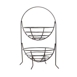 Best Selling Black Color 2 Tier Metal <b>Wire</b> <b>Basket</b> for Kitchen & Living Room Tabletop Decoration Customized Size Shape - Product Image 5