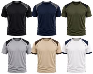 Camiseta de Manga Corta para Hombre, Color Verde Oliva, Cuello Redondo, Ajuste Regular, Deportiva, Transpirable, de Secado Rápido, Tejido de Punto con Spandex - Product Image 6