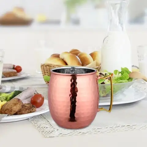 Taza Moscow Mule FAIZA CRAFT Ecológica de 500 ml, Diseño Clásico Martillado en Cobre, Superficie Pulida, Juego de Regalo para Restaurantes - Product Image 2