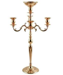 Candélabre artisanal en métal plaqué or à plusieurs bras pour la décoration de la maison, idéal pour le Nouvel An, les mariages et comme centre de table porte-bougie - Product Image 5