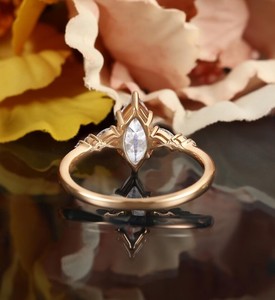 Marquise Cut Moissanite 925 Sterling <b>Silver</b> <b>Solitaire</b> Engagement <b>Ring</b> Elegant Vintage Style Wedding & Party Jewelry Gift for Her - Product Image 4