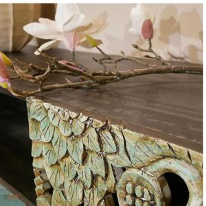 Decorative Carved <b>Sideboard</b> Console Table Floral Relief <b>Storage</b> Cabinet Entryway Living Room - Product Image 2