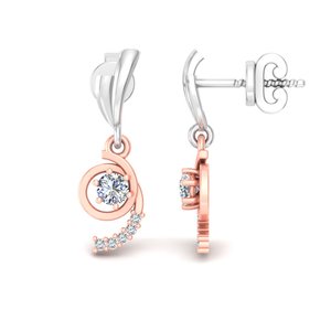 Pendientes Largos de Oro Sólido de 10k, 14k y 18k con Diamantes Cultivados en Laboratorio de Corte Redondo de Diseño, para Regalo, Fiestas, Aniversarios y Uso Diario - Product Image 4