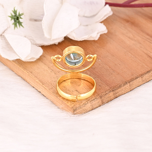 <b>Blue</b> Topaz Gemstone <b>Ring</b> for Women Gold Plated Adjustable Trendy Fashion Jewelry - Product Image 5