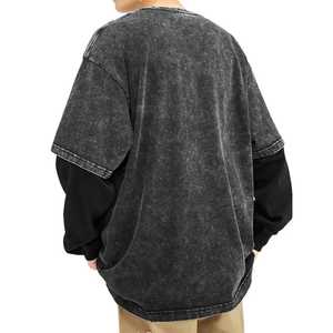 T-shirt personnalisé à double couche avec graphismes sur mesure et marque privée pour collections streetwear et commandes en gros - Product Image 3
