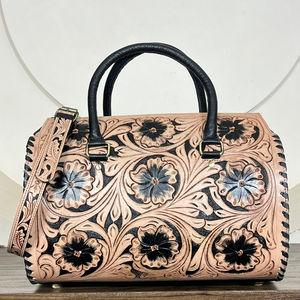 Nuevo Juego de Bolsos de Viaje de Cuero Repujado a Mano de Alta Calidad con Diseño Floral Elegante para Mujer - Product Image 5