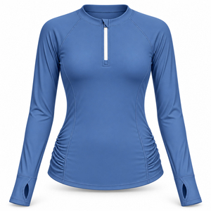 Customized <b>Women</b> Ladies Sun Protection Surfing Swimming <b>Rash</b> Shirts with Front Zipper <b>Rash</b> <b>Guards</b> - Product Image 1
