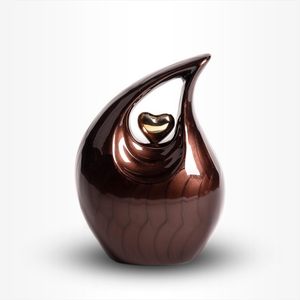 Urne funéraire moderne en forme de cœur, ovale, faite à la main, souvenir de sympathie, design contemporain, glaçure pigmentée, vase de table - Product Image 4