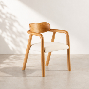 Silla de Comedor Moderna de Mediados de Siglo, Hecha a Mano con Madera Maciza de Sungkai, Ecológica, Acabado Natural, Muebles para Comedor del Hogar - Product Image 1