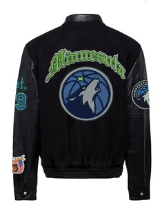 เสื้อแจ็คเก็ตขนสัตว์และหนัง Minnesota Timberwolves สีดำ - Product Image 2