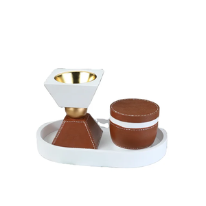 Ensemble brûleur de bakhoor RoyalAura, porte-encens artisanal en bois et cuir avec plateau élégant et design arabe pour l'oud et les parfums d'intérieur - Product Image 6